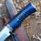 Hunting Knife For Men Genuine Leather Sheath Blue Micarta Handle Long Bowie Knives For Survival 5