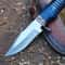 Hunting Knife For Men Genuine Leather Sheath Blue Micarta Handle Long Bowie Knives For Survival 6