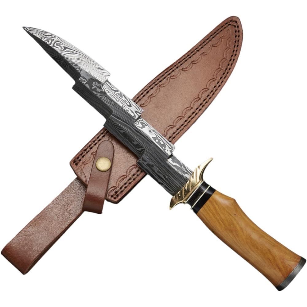 14 Inches Damascus Dagger Knife With Sheath Handcrafted Zigzag Design Fixed Blade Knife Knife Co 1