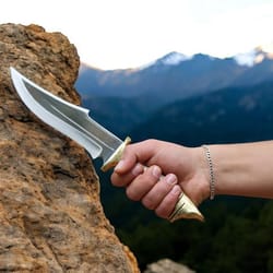 deer antler hunting knife, wolf pattern knife, gifts for him, custom engraved knife - antler bowie knife