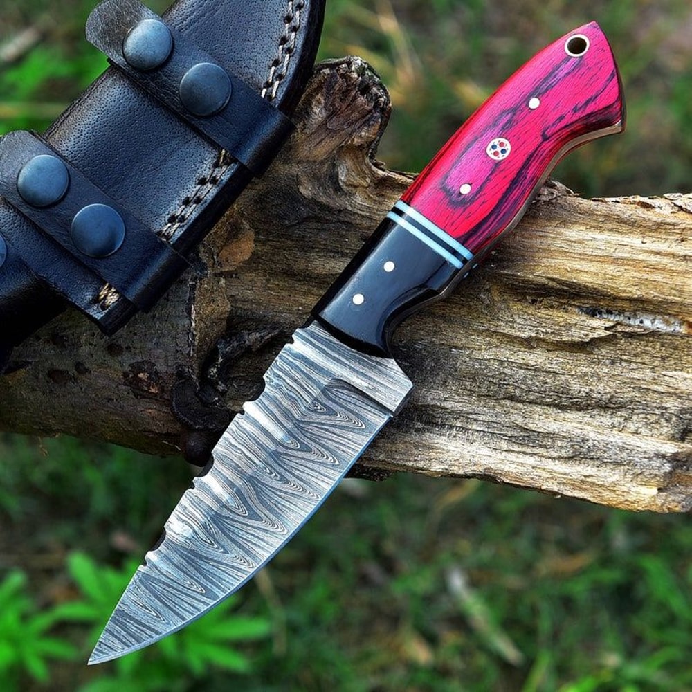 Custom Handmade Damascus Knife Pocket Knife Fixed Blade Knife Skinner Knife Camping Knife Buffalo H 0