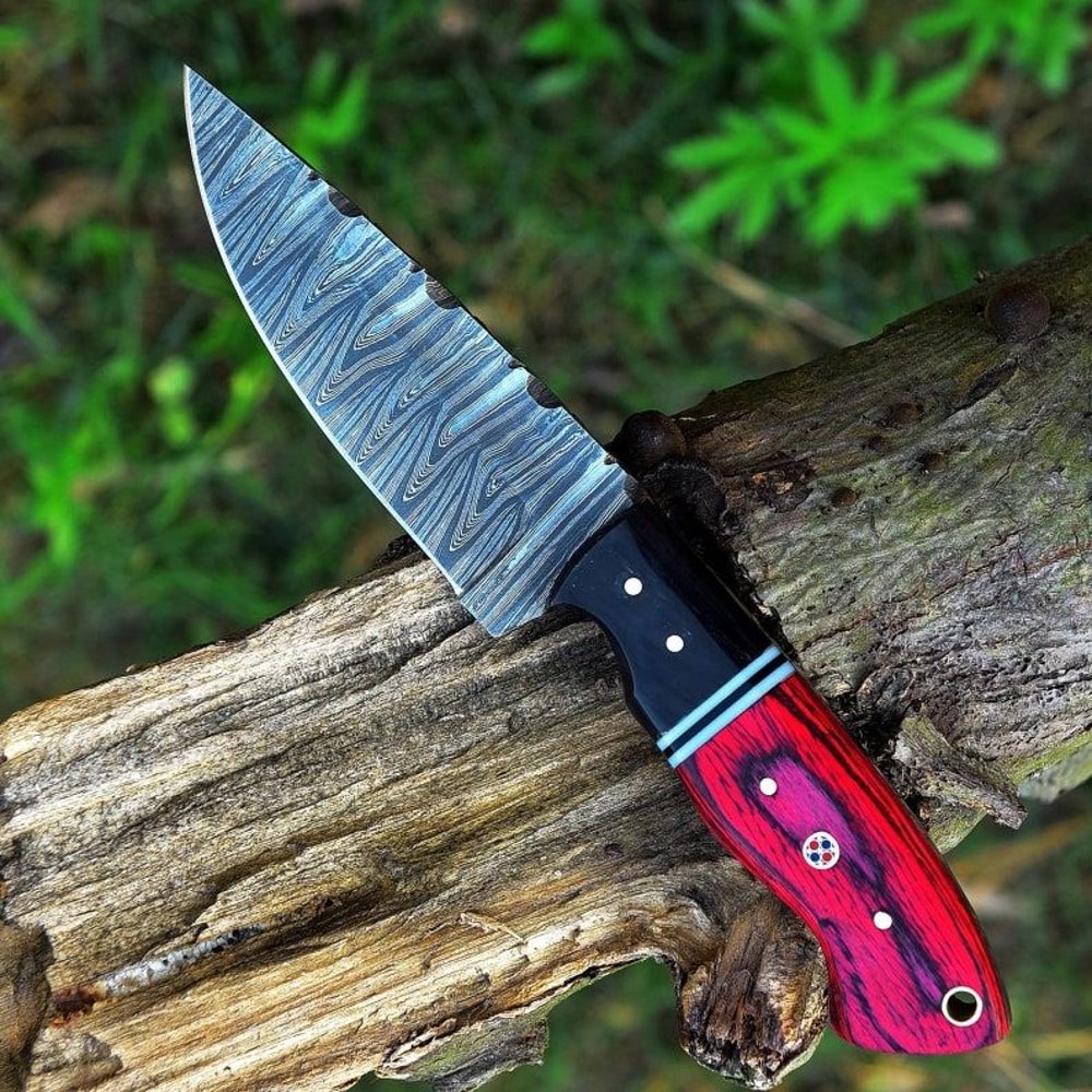 Custom Handmade Damascus Knife Pocket Knife Fixed Blade Knife Skinner Knife Camping Knife Buffalo H 2