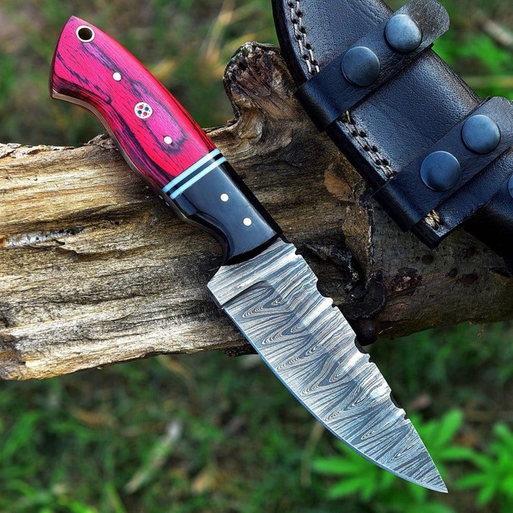 Custom Handmade Damascus Knife Pocket Knife Fixed Blade Knife Skinner Knife Camping Knife Buffalo H 3