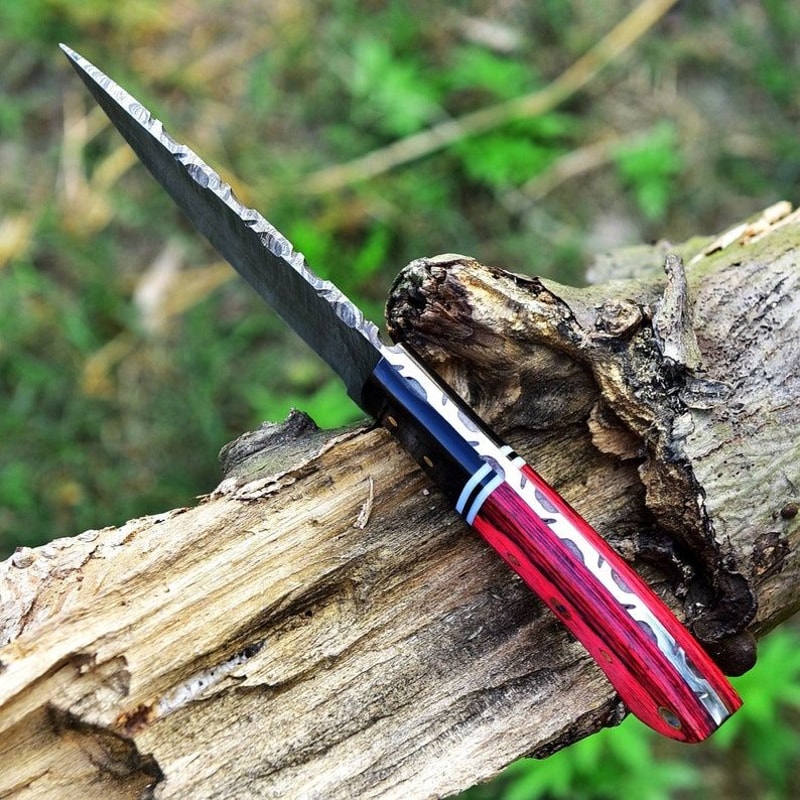 Custom Handmade Damascus Knife Pocket Knife Fixed Blade Knife Skinner Knife Camping Knife Buffalo H 4