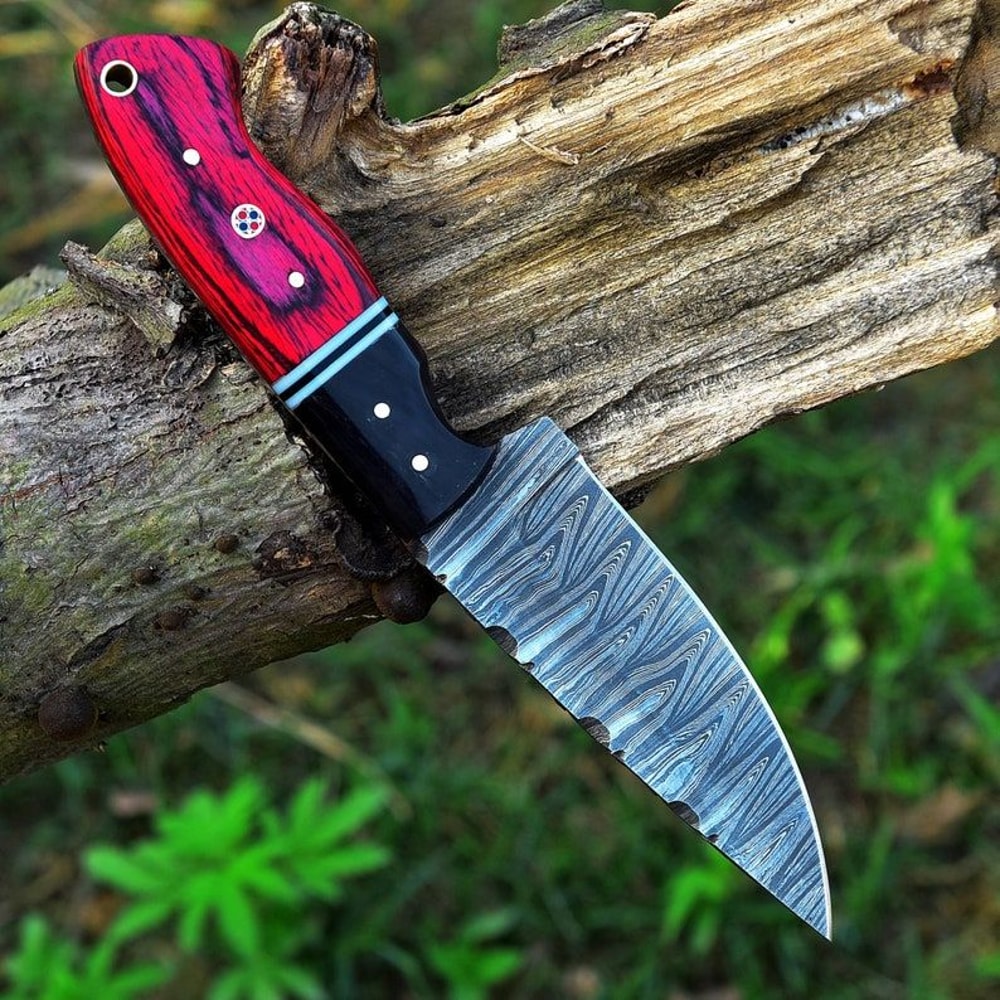 Custom Handmade Damascus Knife Pocket Knife Fixed Blade Knife Skinner Knife Camping Knife Buffalo H 6