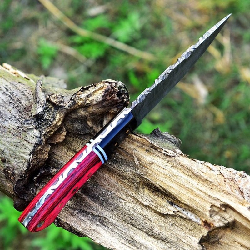 Custom Handmade Damascus Knife Pocket Knife Fixed Blade Knife Skinner Knife Camping Knife Buffalo H 7