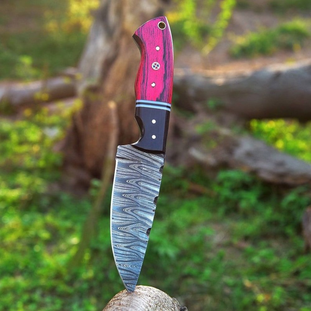 Custom Handmade Damascus Knife Pocket Knife Fixed Blade Knife Skinner Knife Camping Knife Buffalo H 9