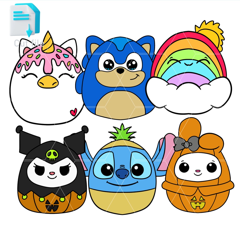 Editable SVGInkPngCut FileIce Cream UnicornKuromi Squishmallows HalloweenMy Melody PumpkinRainbow E 0