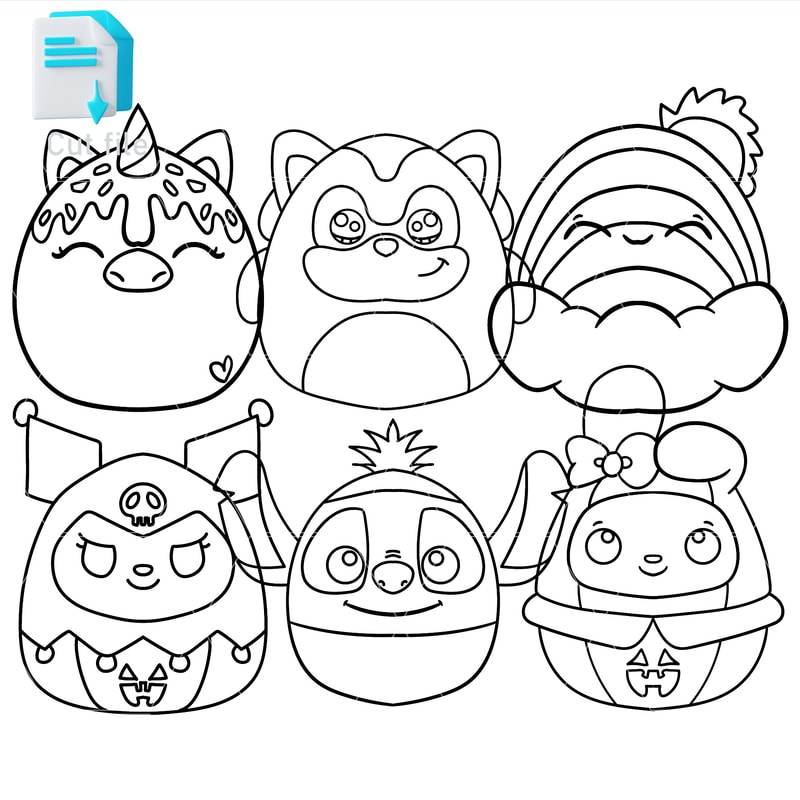 Editable SVGInkPngCut FileIce Cream UnicornKuromi Squishmallows HalloweenMy Melody PumpkinRainbow E 1