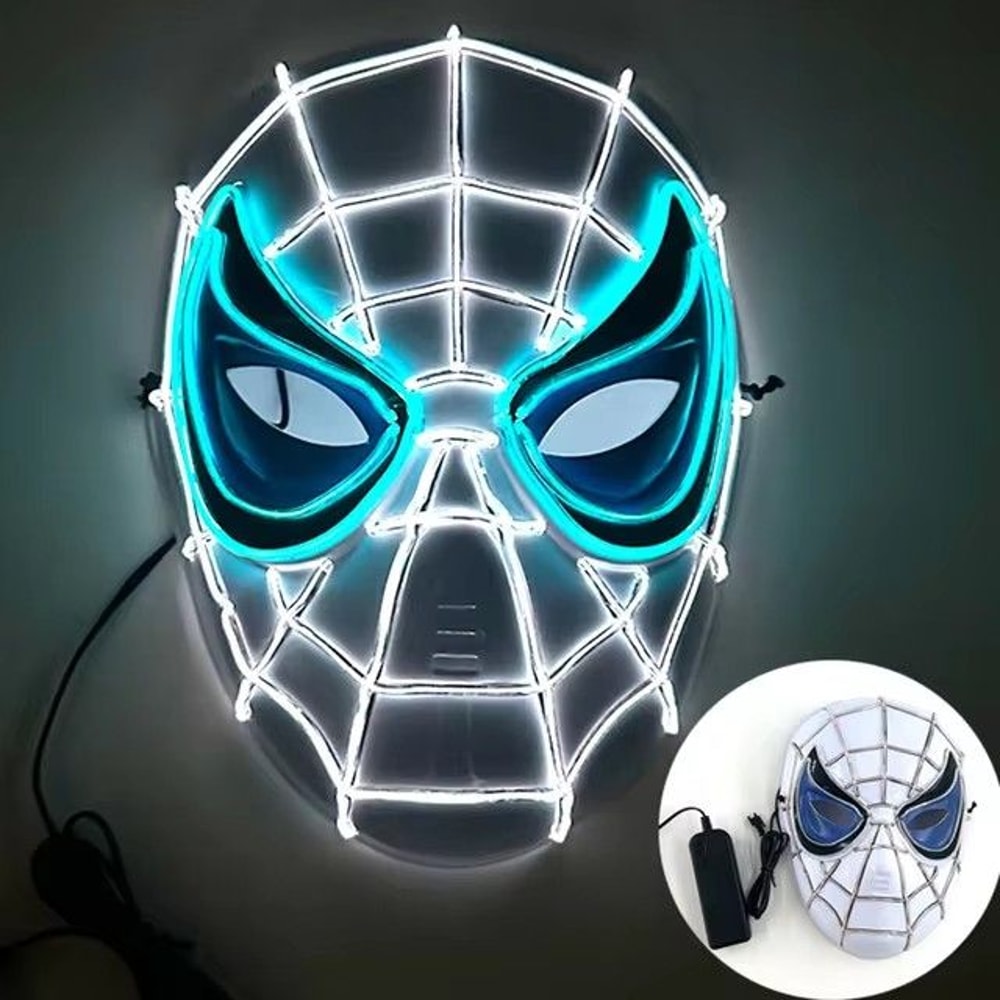 Cosplay Spider Full Face Mask with LED Lights Halloween Disguise Mask for Parties Carnivals