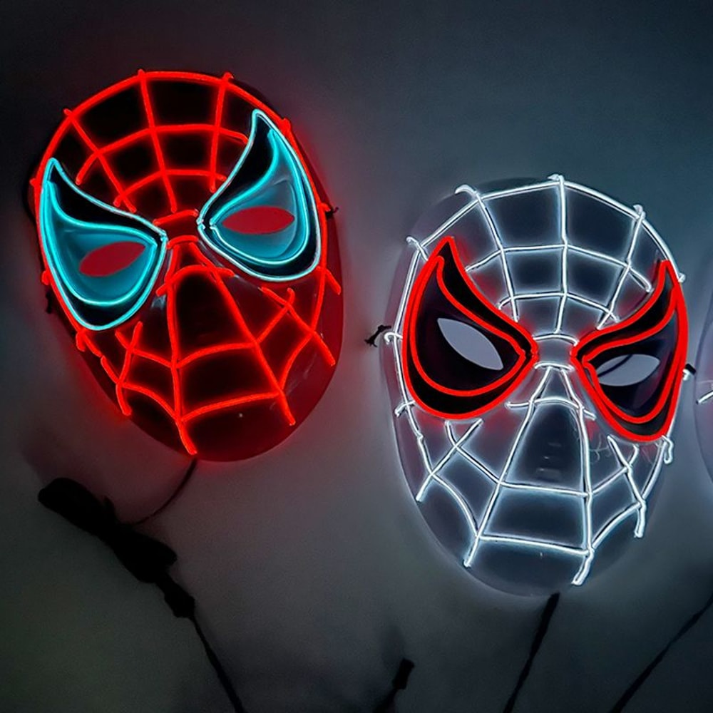 Cosplay Spider Full Face Mask with LED Lights Halloween Disguise Mask for Parties Carnivals