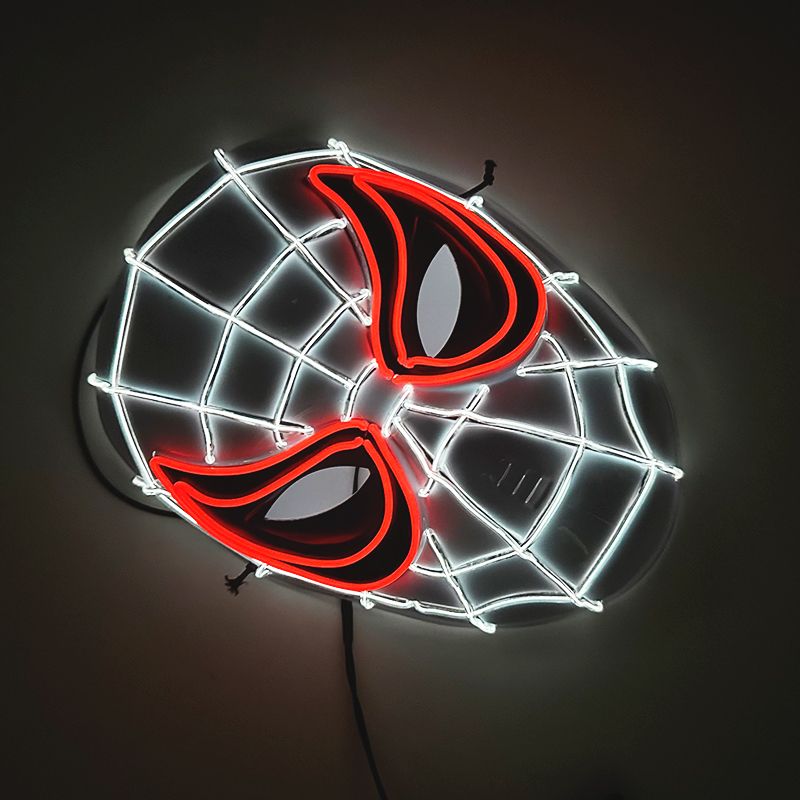 Cosplay Spider Full Face Mask with LED Lights Halloween Disguise Mask for Parties Carnivals