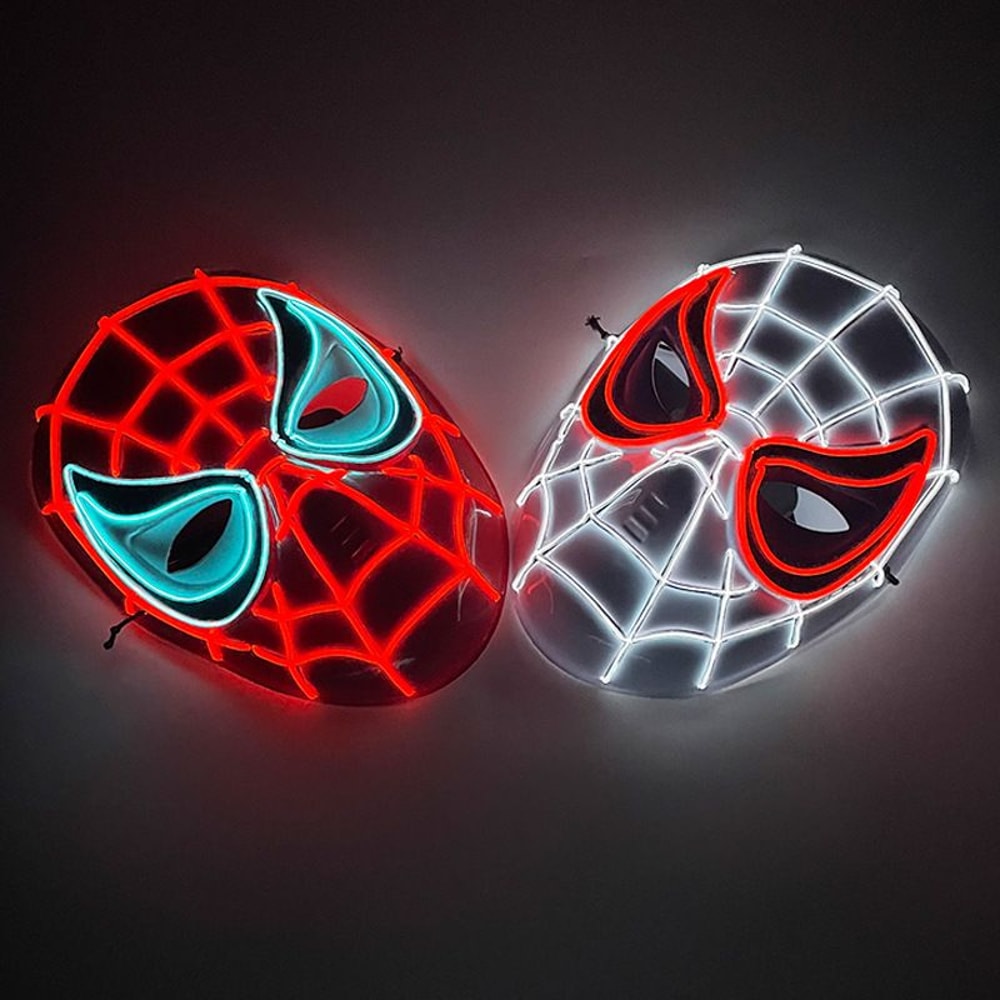 Cosplay Spider Full Face Mask with LED Lights Halloween Disguise Mask for Parties Carnivals
