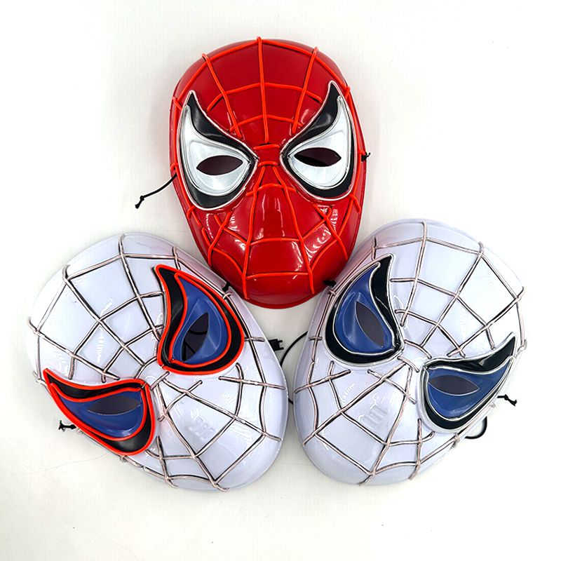 Cosplay Spider Full Face Mask with LED Lights Halloween Disguise Mask for Parties Carnivals