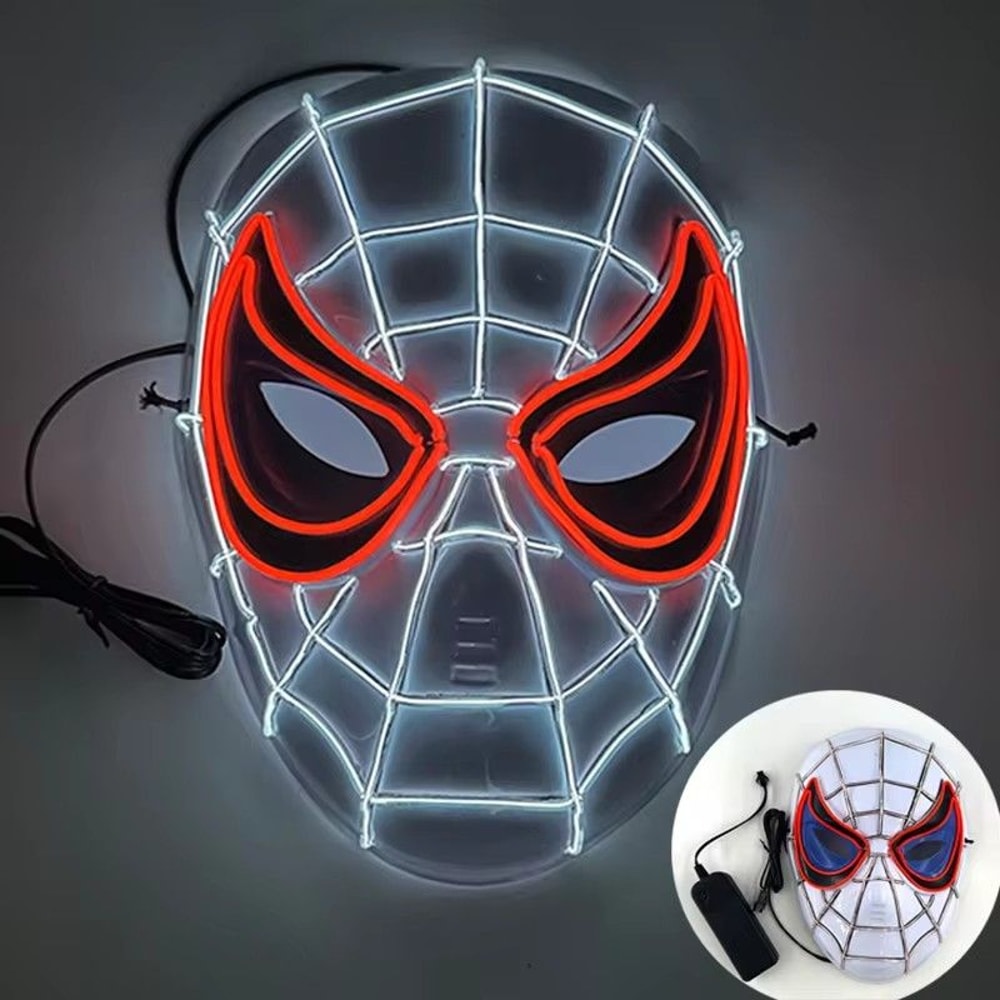 Cosplay Spider Full Face Mask with LED Lights Halloween Disguise Mask for Parties Carnivals