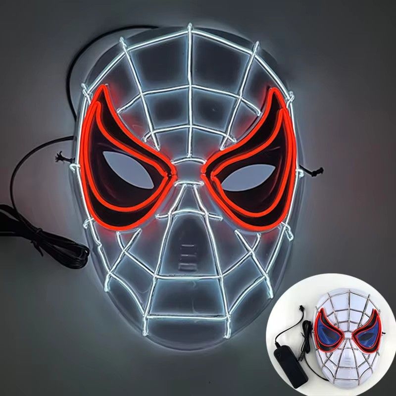 Cosplay Spider Full Face Mask with LED Lights Halloween Disguise Mask for Parties Carnivals