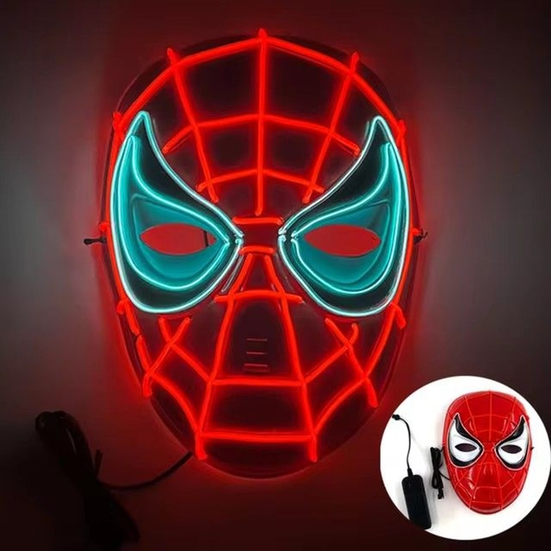 Cosplay Spider Full Face Mask with LED Lights Halloween Disguise Mask for Parties Carnivals