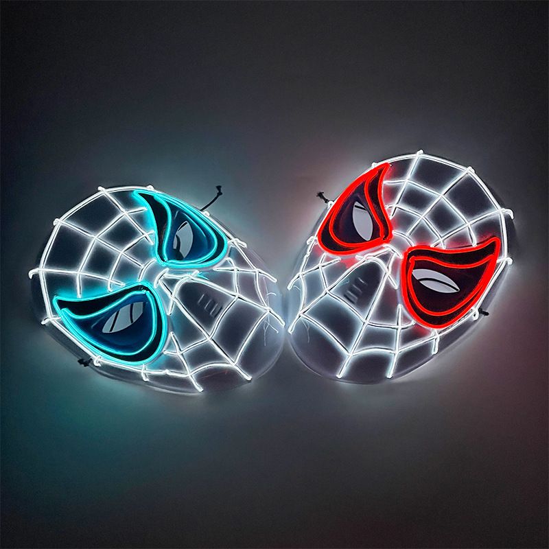 Cosplay Spider Full Face Mask with LED Lights Halloween Disguise Mask for Parties Carnivals