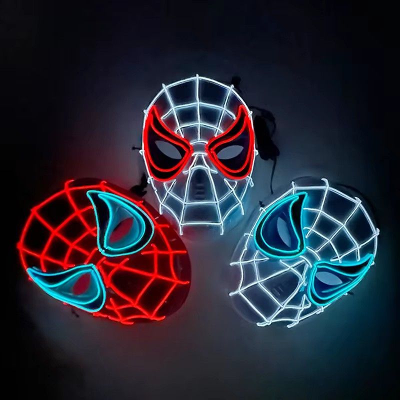 Cosplay Spider Full Face Mask with LED Lights Halloween Disguise Mask for Parties Carnivals