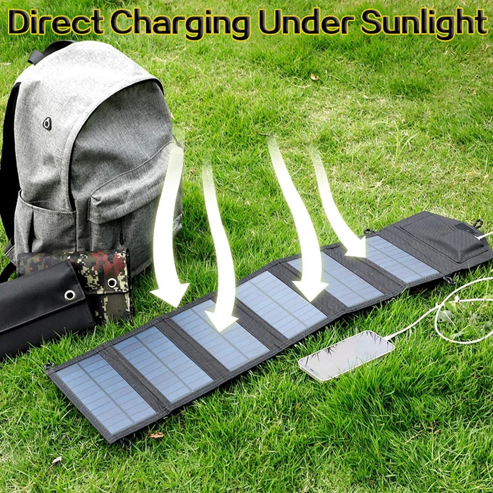 Portable Solar Panels Charger, Foldable Solar Panel for Full-Time Power Supply, Ideal for Camping, Hiking & Travel