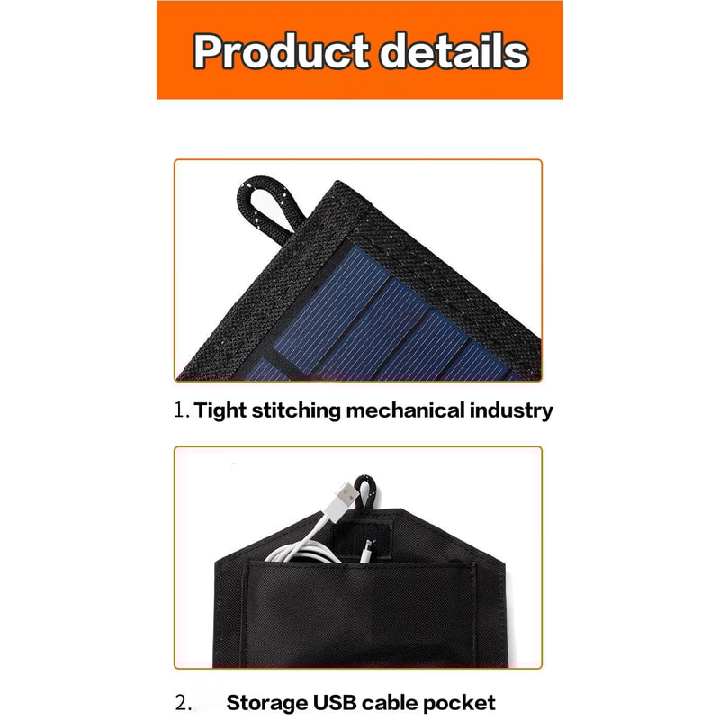 Portable Solar Panels Charger, Foldable Solar Panel for Full-Time Power Supply, Ideal for Camping, Hiking & Travel