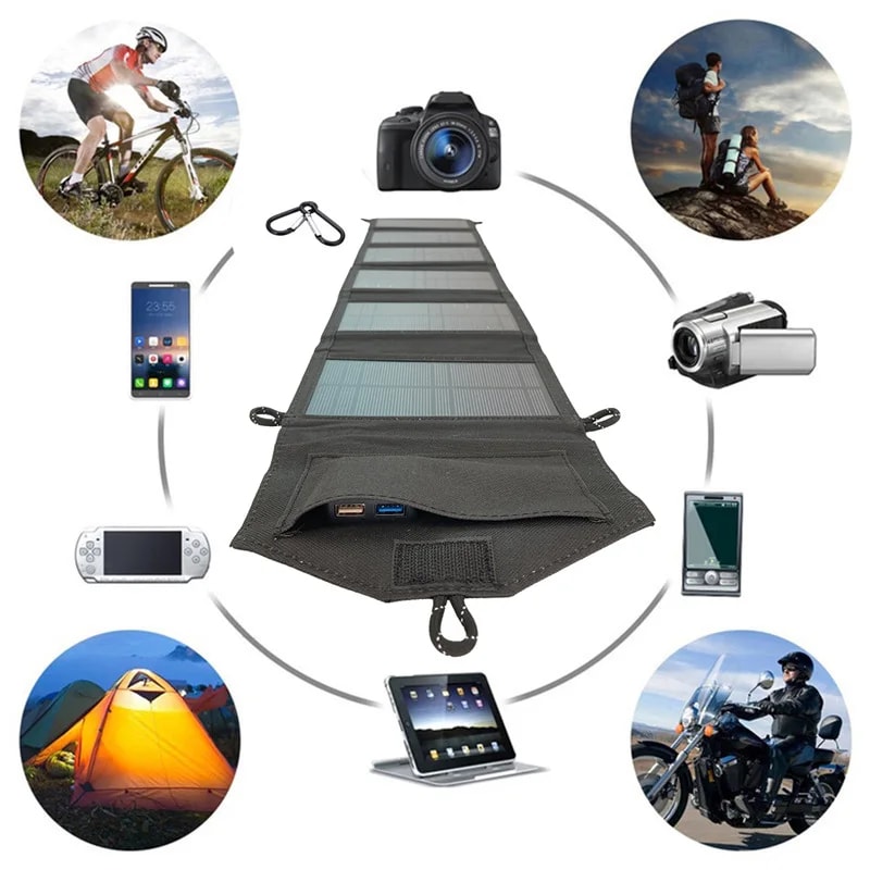 Portable Solar Panels Charger, Foldable Solar Panel for Full-Time Power Supply, Ideal for Camping, Hiking & Travel