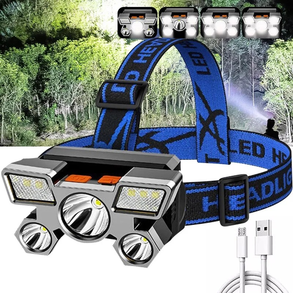 Rechargeable Head Flashlight HighLumen LED Headlamp For Hiking Fishing Outdoor Adventures 2
