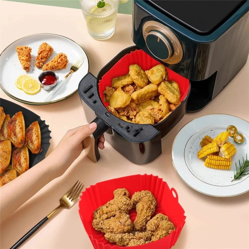 Silicone Air Fryer Basket Reusable Non Stick Pan Liner For Oven Pizza Fried Chicken Baking Tray Ac 2