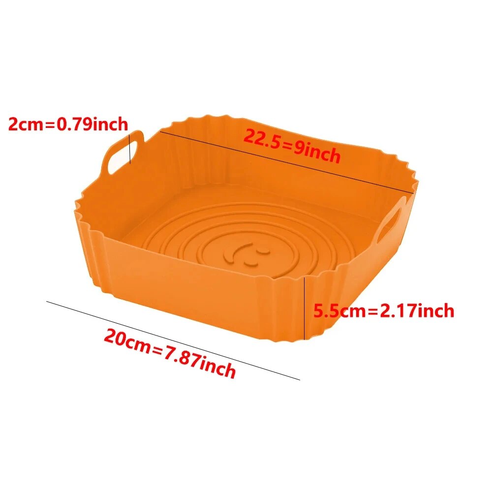Silicone Air Fryer Basket Reusable Non Stick Pan Liner For Oven Pizza Fried Chicken Baking Tray Ac 5