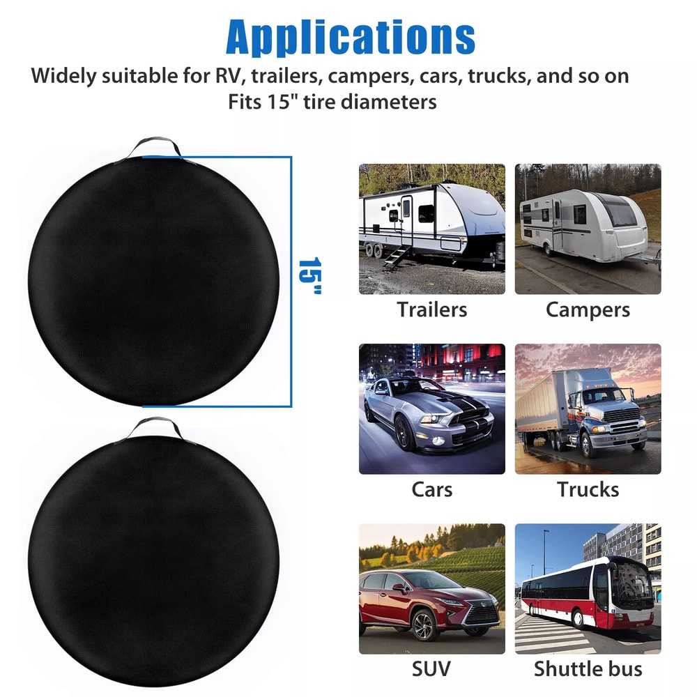 Universal Black Spare Tire Cover Weatherproof Tyre Protector For Sun Rain 5