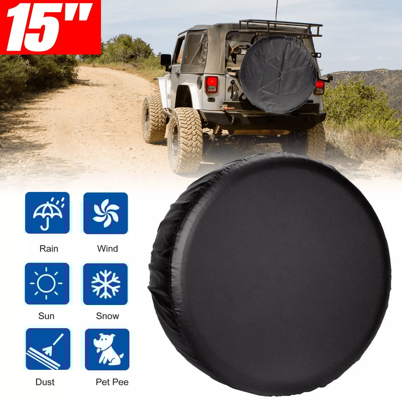 Universal Black Spare Tire Cover Weatherproof Tyre Protector For Sun Rain 0