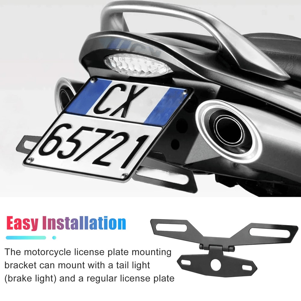 Universal Motorcycle Folding License Plate Bracket Tail Light Holder Mount Rear Adjustable For Moto 4