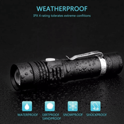 led flashlight rechargeable usb tactical torch, high lumen handheld emergency light