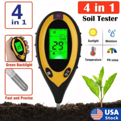 4 in 1 ph tester soil, moisture & light test meter for garden plant seeding, accurate soil meter for lawn, farm & indoor