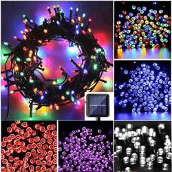 led solar string lights outdoor garden party decor, waterproof fairy wedding lamp, adjustable solar panel for events