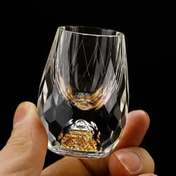 elegant gold foil crystal glass – double bottom design for vodka, sake & luxury gifts