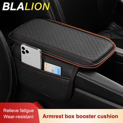 leather car armrest box pad memory foam center console arm rest protector cover with storage pocket elbow rest cushion