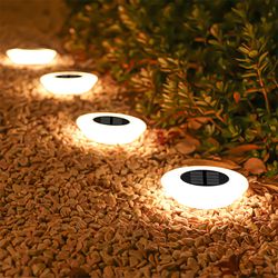 360° solar lights outdoor lamp, ip65 waterproof led floor lights for garden, yard, driveway & patio
