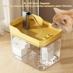 1.5l transparent cat water fountain automatic pet water dispenser with usb pump, anti-dry burning, recirculating filter