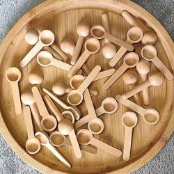 10pcs mini wooden spoons for kitchen seasoning, honey, coffee, salt, spice jars – natural wood measuring