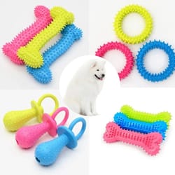 durable rubber pet toys for small dogs, resistance to bite, teeth cleaning & chew training toy for puppies