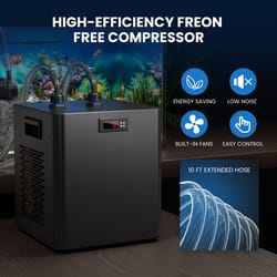 premium aquarium chiller for hydroponic systems, axolotl, fish & coral tanks, quiet & efficient cooling