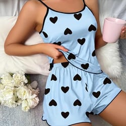breathable summer pajamas heart design