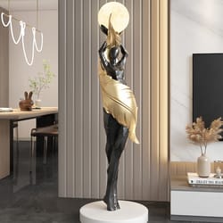abstract girl figure sculpture, large floor decor for living room, artistic home decor statue, modern welcome figurine