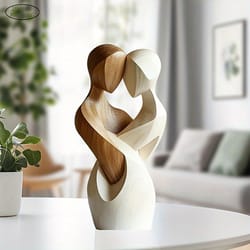 2d flat elegant wooden couple statue – modern home decor, artificial wood, perfect for living room, bedroom, or office