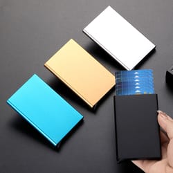 smart aluminium metal wallet, rfid id credit card holder case, thin pop-up cardholder wallets for men