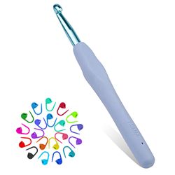 ergonomic handle crochet hooks & knitting needles with stitch markers – diy hand knitting craft tools for beginners