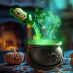 halloween black wizard bowl magic, floating potion bottle diffuser, indoor home bar, party horror ghost props decoration