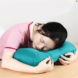 flocking inflatable travel pillow, square pillow for outdoor camping, multifunctional home office supplies