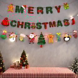 santa claus snowman paper hanging banner, merry christmas banners decoration, red green xmax pendant holiday decor